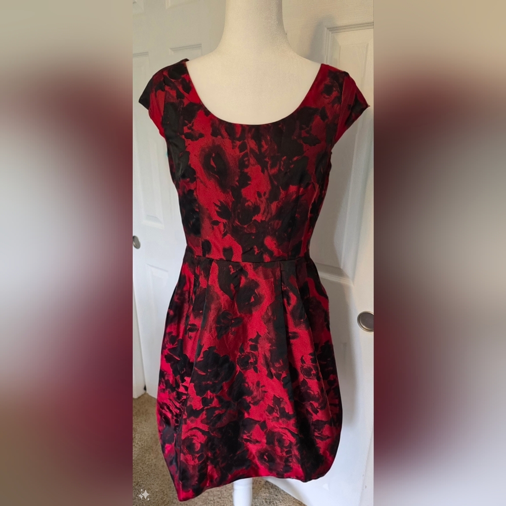 Betsy Johnson Black & Red Floral Dress Sz 8